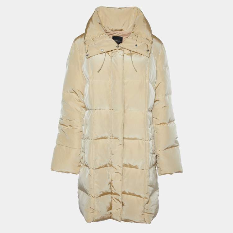 Pre Owned Weekend Max Mara Beige Synthetic Quilted Down Coat L