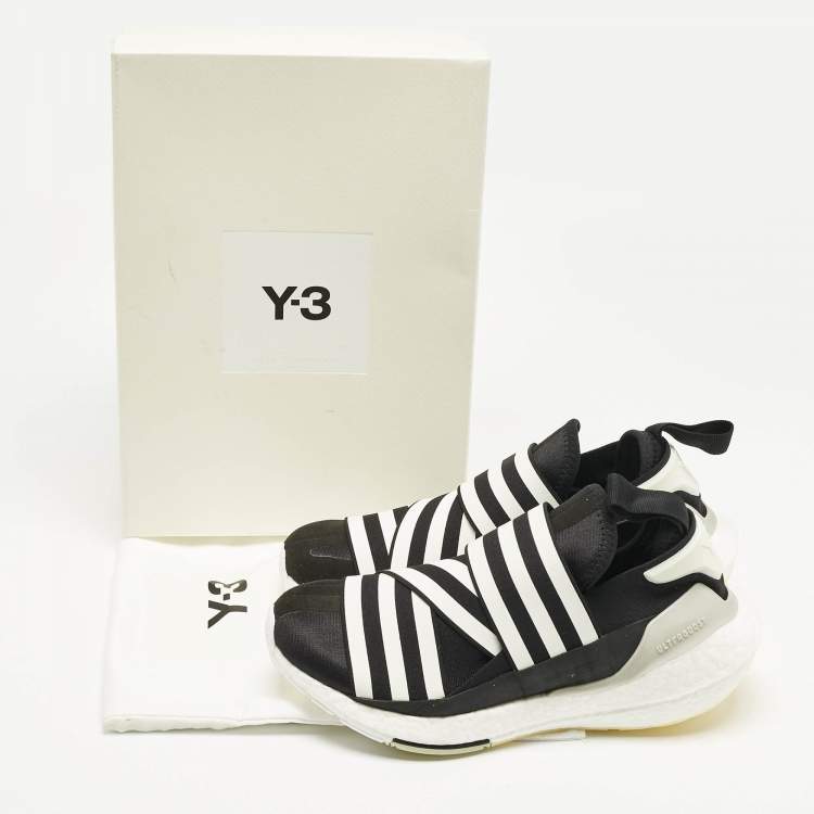 Pre Owned Adidas Y-3 Black/White Fabric Ultra Boost 22 Sneakers Size 38