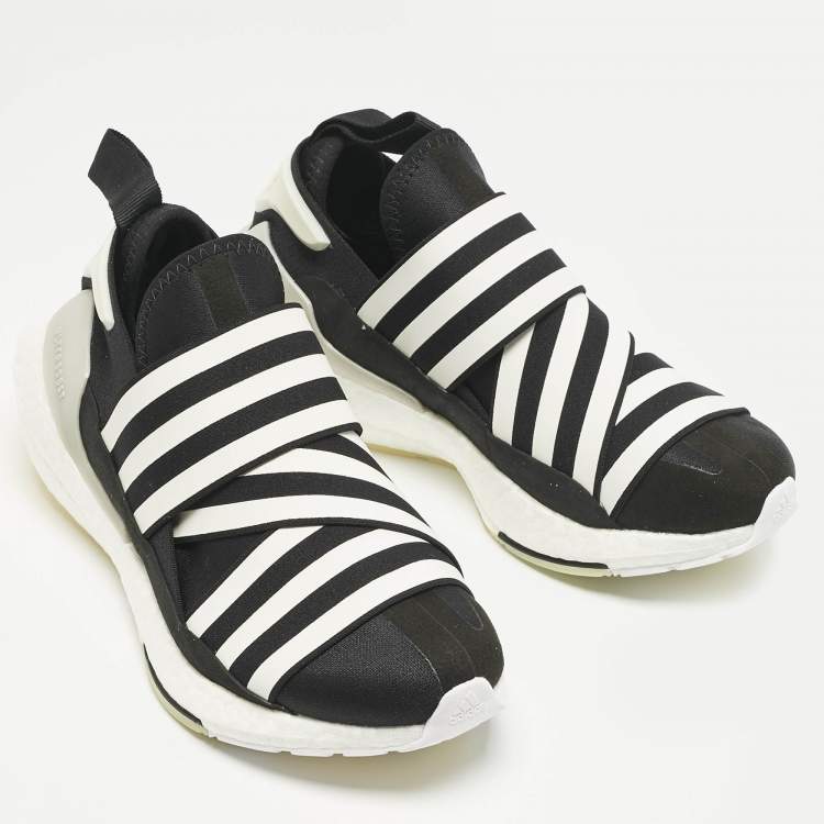 Pre Owned Adidas Y-3 Black/White Fabric Ultra Boost 22 Sneakers Size 38