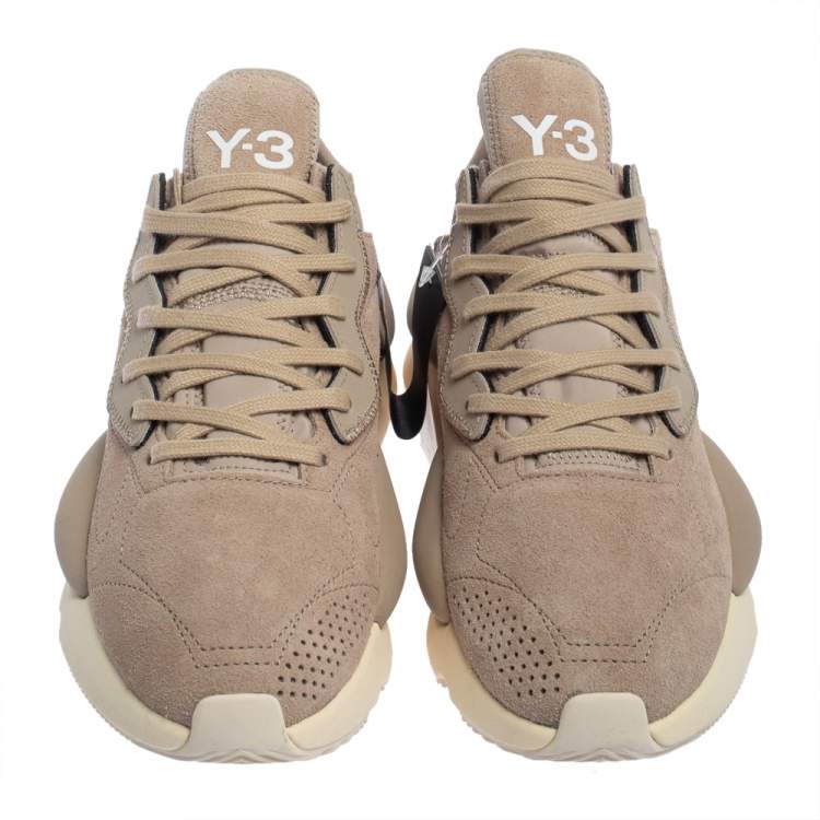 Pre Owned Y-3 Kaiwa Beige Suede Lace Up Sneakers Size 38.5