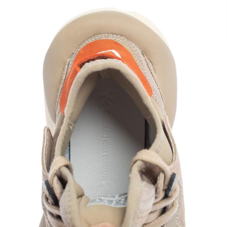 Pre Owned Y-3 Kaiwa Beige Suede Lace Up Sneakers Size 38.5