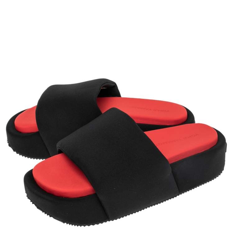Pre Owned Y-3 Black Fabric Platform  Sandals  Size 39