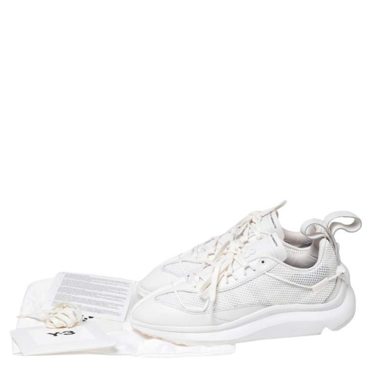 Pre Owned Y-3 White Leather Shiku Run Lace Up Sneakers Size 40.5