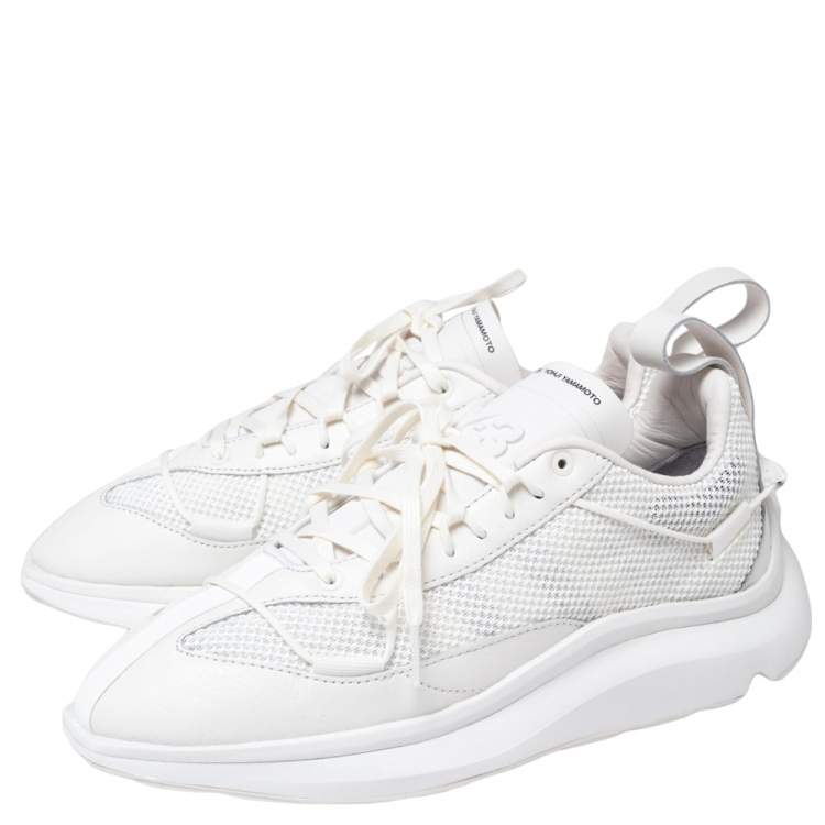 Pre Owned Y-3 White Leather Shiku Run Lace Up Sneakers Size 40.5
