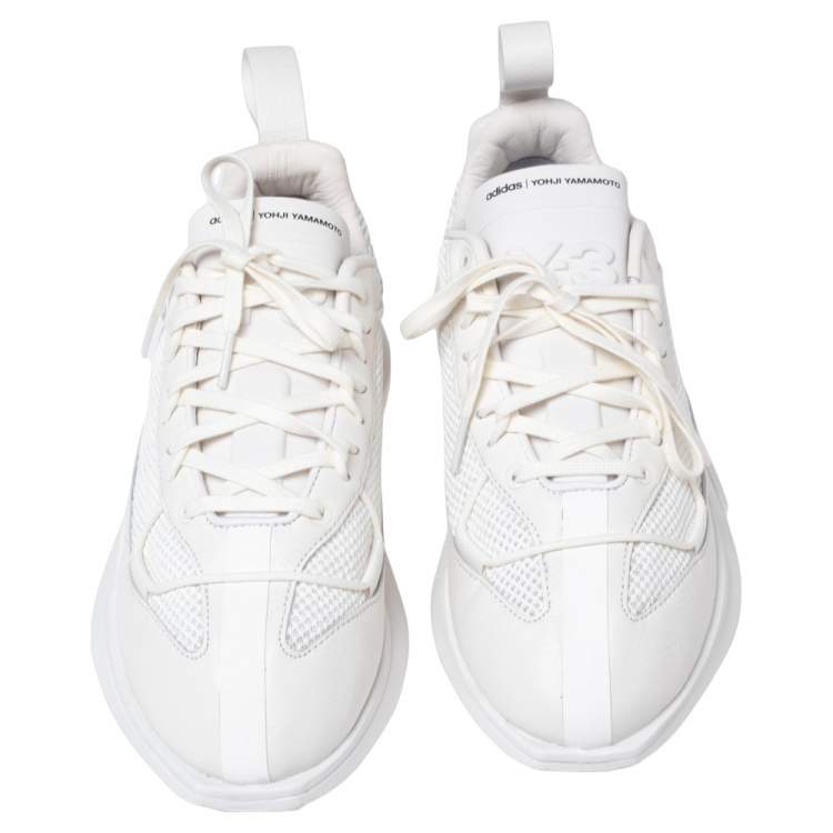 Pre Owned Y-3 White Leather Shiku Run Lace Up Sneakers Size 40.5