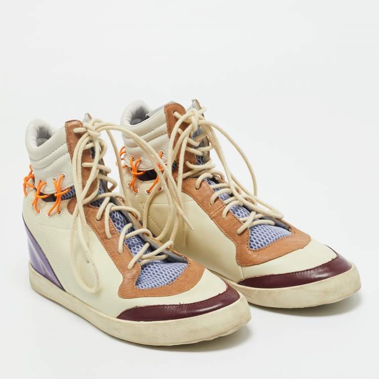 مملوكة مسبقًا Y-3 Multicolor Leather and Mesh Spring Summer High Top Sneakers Size 38