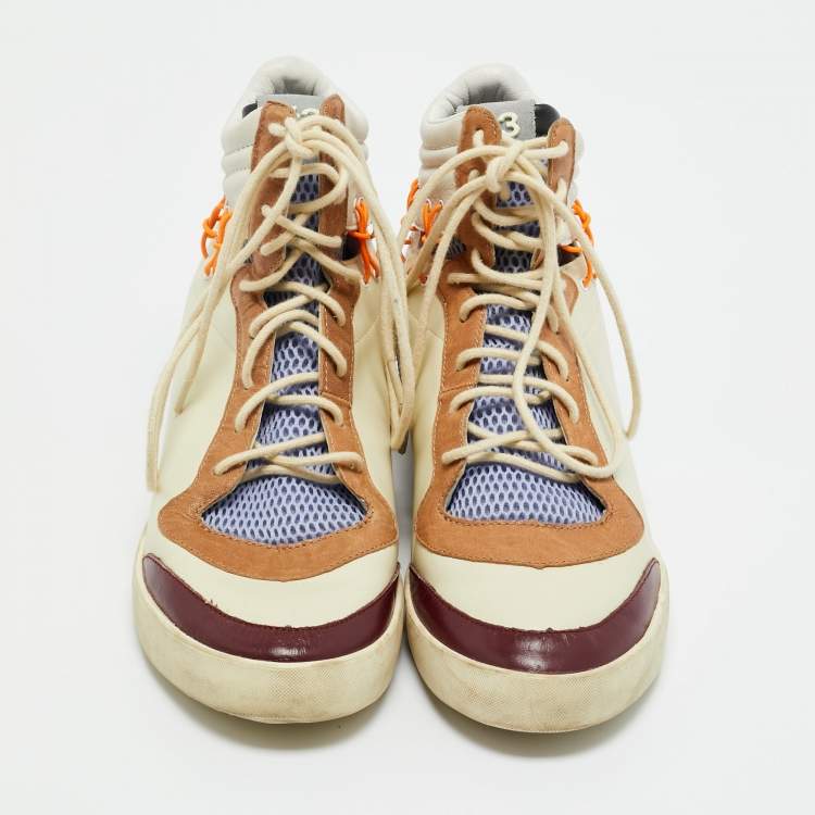 مملوكة مسبقًا Y-3 Multicolor Leather and Mesh Spring Summer High Top Sneakers Size 38