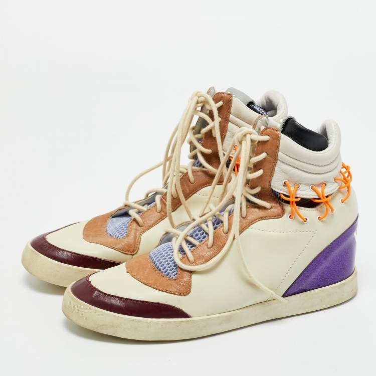 مملوكة مسبقًا Y-3 Multicolor Leather and Mesh Spring Summer High Top Sneakers Size 38