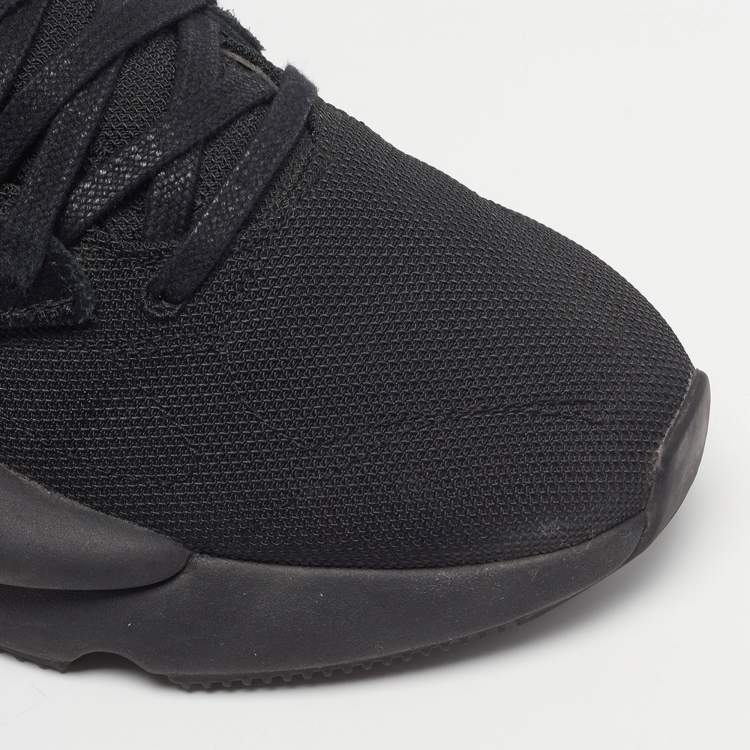 Pre Owned Y-3 Kaiwa Size 38.5 Black Mesh and Suede Lace Up Sneakers