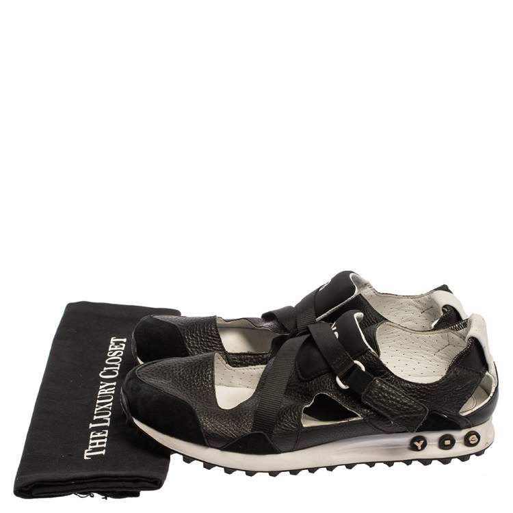 Pre Owned Y-3 Black Suede And Leather Strappy Velcro Sandal Sneakers Size 42