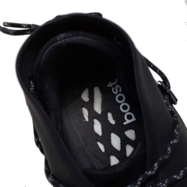 Pre Owned Y-3 Black Synthetic Fabric Cross Lace Run Sneakers Size 39 1/3