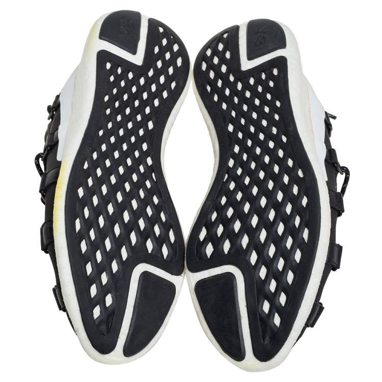 Pre Owned Y-3 Black Synthetic Fabric Cross Lace Run Sneakers Size 39 1/3