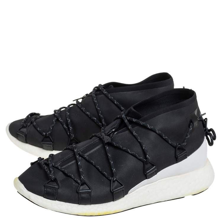 Pre Owned Y-3 Black Synthetic Fabric Cross Lace Run Sneakers Size 39 1/3
