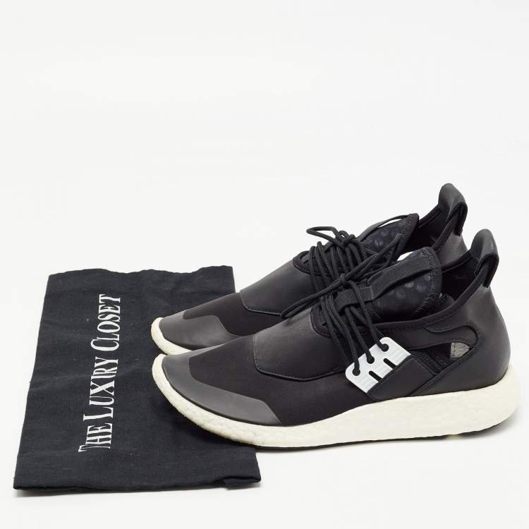 Pre Owned Y-3 Black Leather and Nylon Qasa Elle Sneaker Size 38