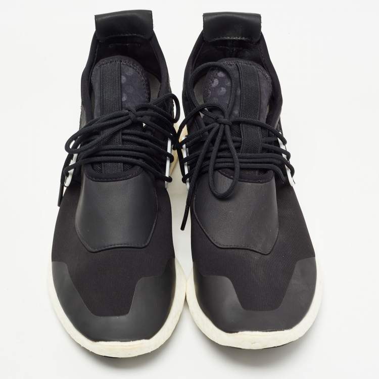 Pre Owned Y-3 Black Leather and Nylon Qasa Elle Sneaker Size 38