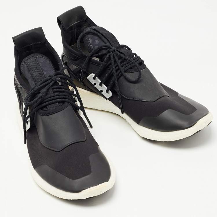 Pre Owned Y-3 Black Leather and Nylon Qasa Elle Sneaker Size 38