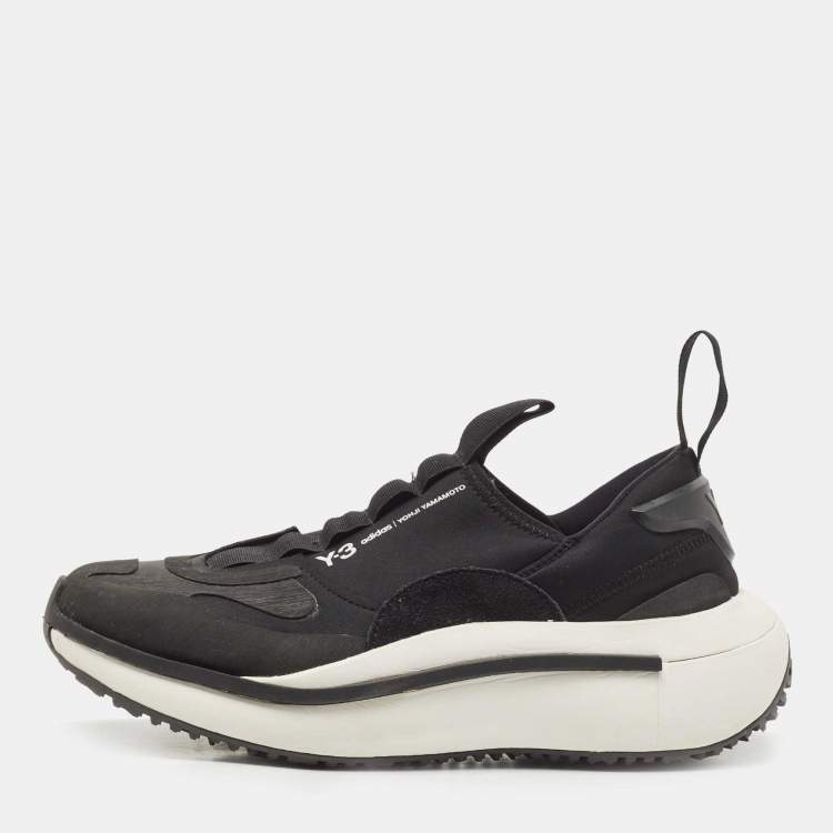 مملوكة مسبقًا Y-3 Black Fabric and Rubber Qisan Cozy Sneakers Size 38.5