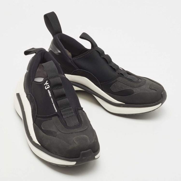 مملوكة مسبقًا Y-3 Black Fabric and Rubber Qisan Cozy Sneakers Size 38.5