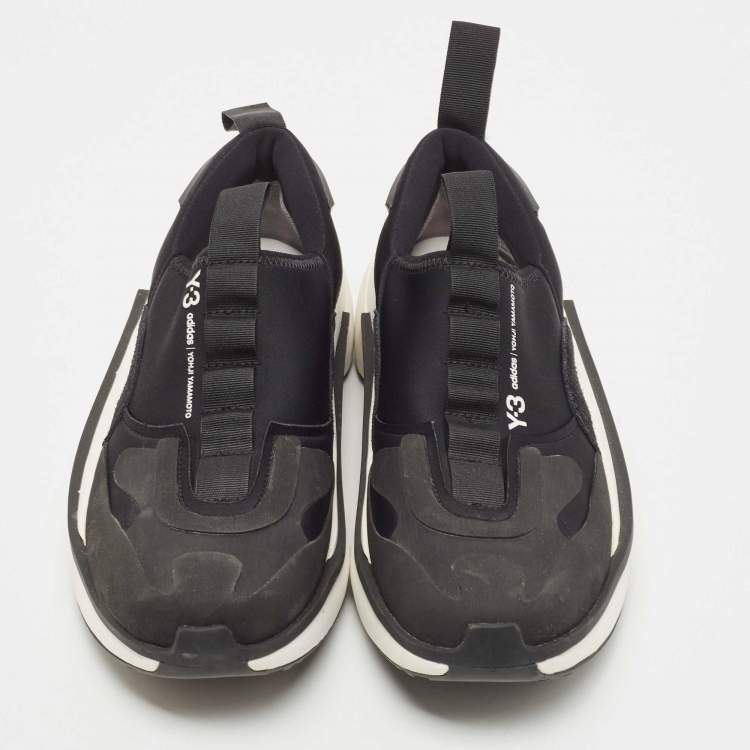 مملوكة مسبقًا Y-3 Black Fabric and Rubber Qisan Cozy Sneakers Size 38.5