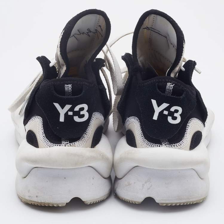 Pre Owned Y-3 Black/White Leather and Fabric Kaiwa Sneakers Size 40