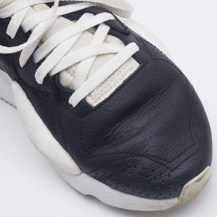 Pre Owned Y-3 Black/White Leather and Fabric Kaiwa Sneakers Size 40