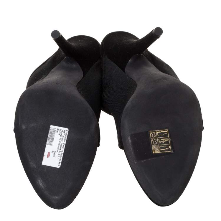 Pre Owned Yeezy Black Stretch Knit Season 6 Mule Sandals Size 37