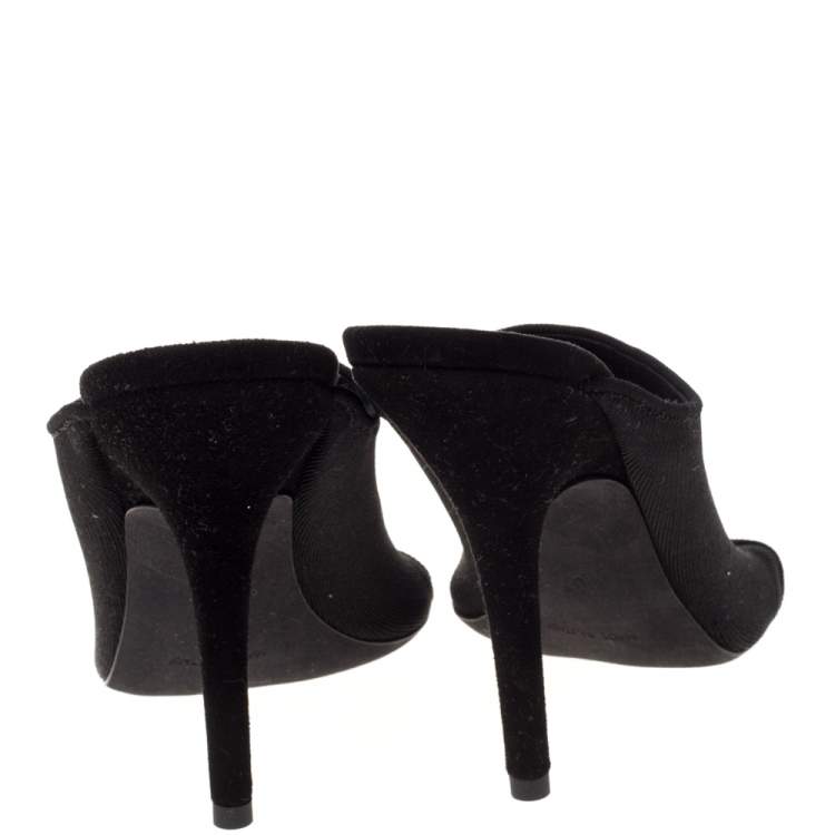 Pre Owned Yeezy Black Stretch Knit Season 6 Mule Sandals Size 37