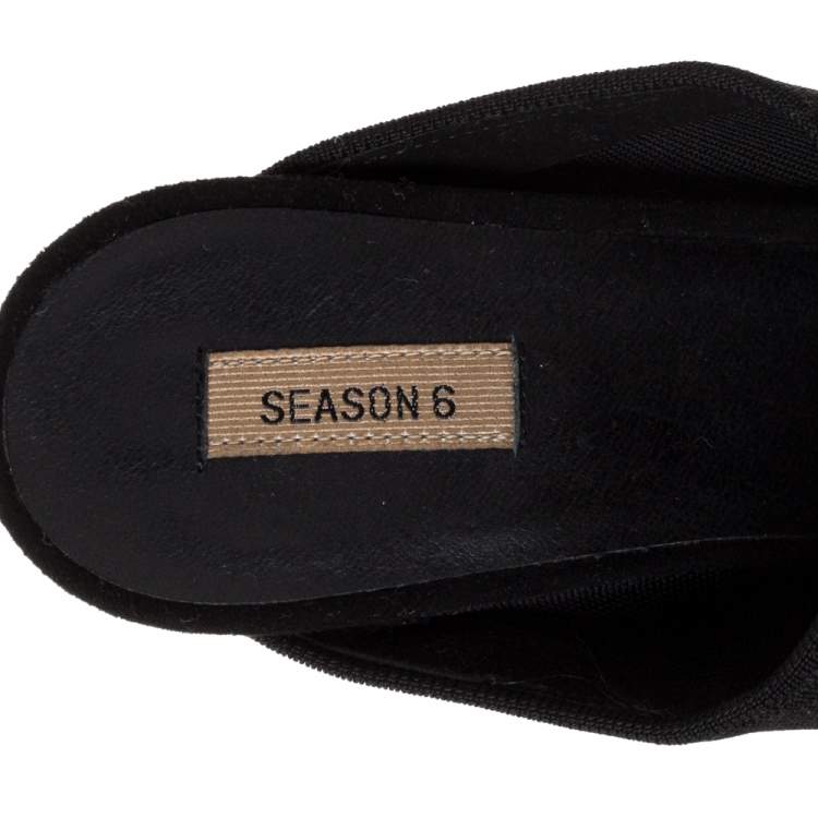 Pre Owned Yeezy Black Stretch Knit Season 6 Mule Sandals Size 37