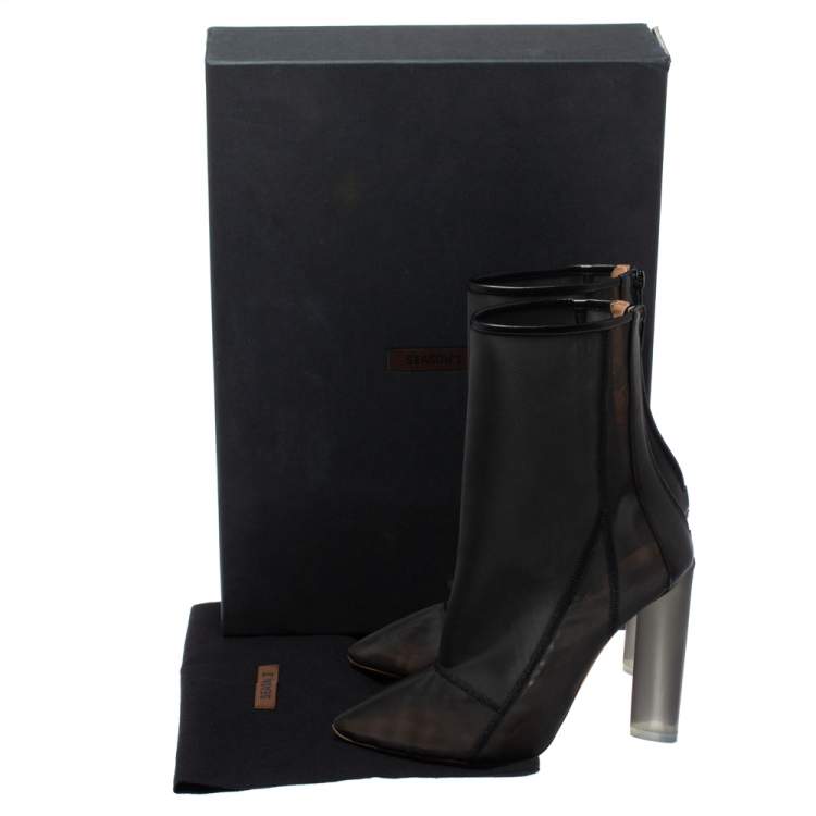 مملوكة مسبقًا Yeezy Black Mesh and Leather Season 3 Mid Length Boots Size 41