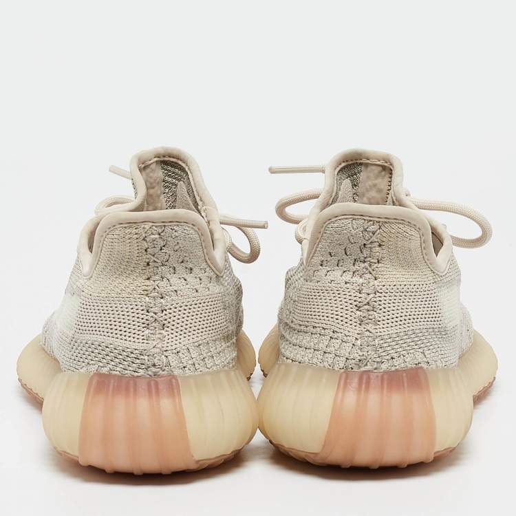 Pre Owned Yeezy x adidas Knit Fabric Boost 350 V2 "Flax" Sneakers Size 37 1/3