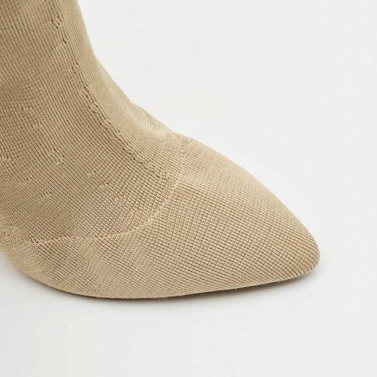 Pre Owned Yeezy Beige Knit Fabric Season 2 Sock Boots Size 39