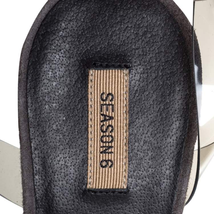 Pre Owned Yeezy Grey PVC Season 6 Open Toe Ankle Strap Sandals Size 39
