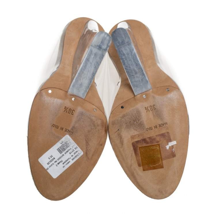 Pre Owned Yeezy Transperant PVC Season 6 Mule Sandals Size 38.5
