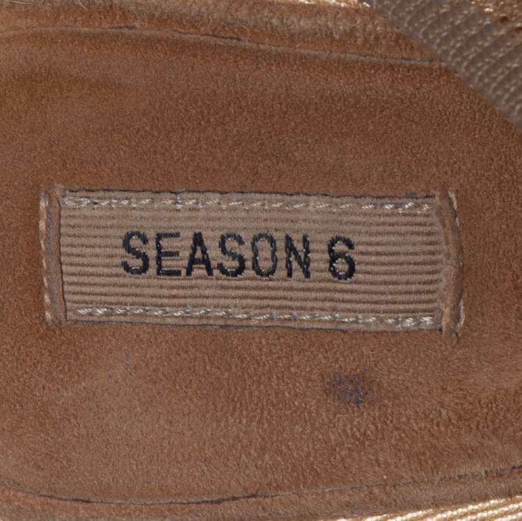 Pre Owned Yeezy Beige Mesh Season 6  Slip On Mules Size 36.5