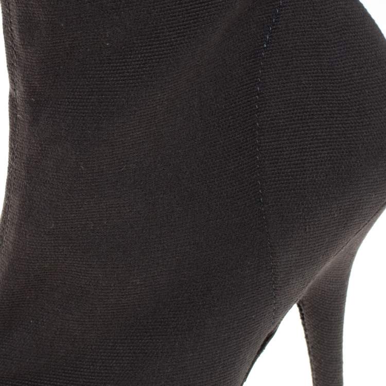 Pre Owned Yeezy Dark Grey Stretch Canvas Season 6 Pointed Toe Boots Size 39