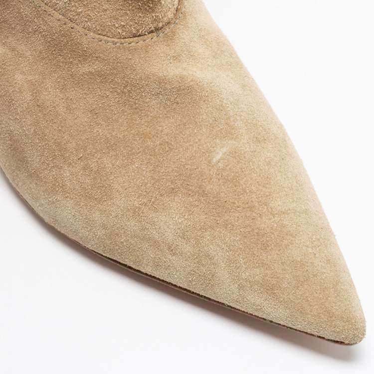Pre Owned Yeezy Season 5 Beige Suede Over The Knee Length Pointed Toe Boots Size 39