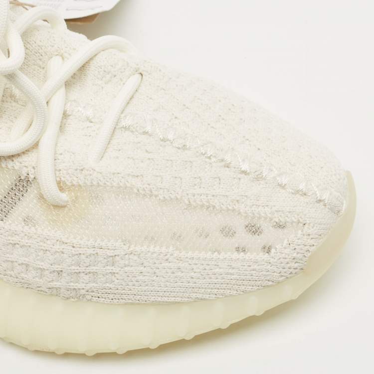 Pre Owned Yeezy x Adidas White Knit Fabric Boost 350 V2 Bone Sneakers Size 40 2/3
