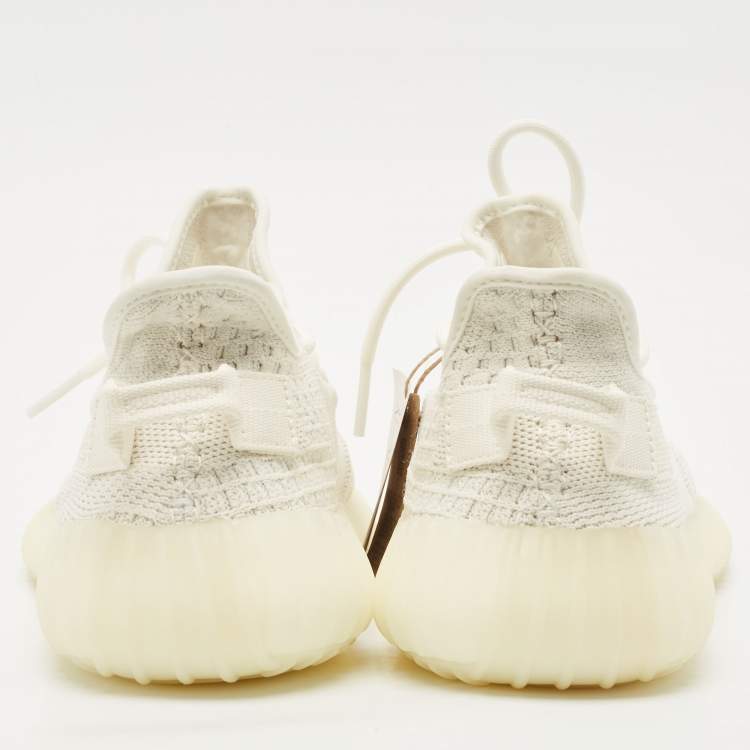 Pre Owned Yeezy x Adidas White Knit Fabric Boost 350 V2 Bone Sneakers Size 40 2/3
