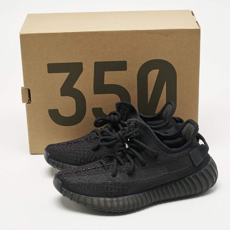Pre Owned Yeezy x Adidas Black Knit Fabric Boost 350 V2 Onyx Sneakers Size 36 2/3