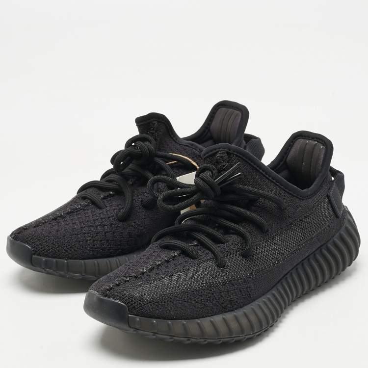 Pre Owned Yeezy x Adidas Black Knit Fabric Boost 350 V2 Onyx Sneakers Size 36 2/3