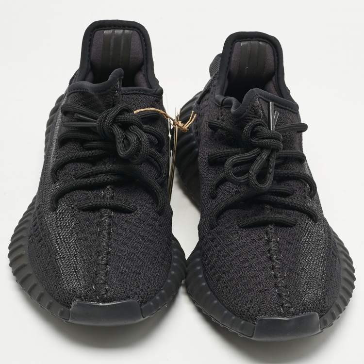 Pre Owned Yeezy x Adidas Black Knit Fabric Boost 350 V2 Onyx Sneakers Size 36 2/3