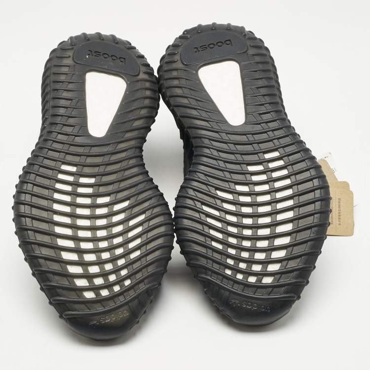 Pre Owned Yeezy x Adidas Black Knit Fabric Boost 350 V2 Onyx Sneakers Size 36 2/3