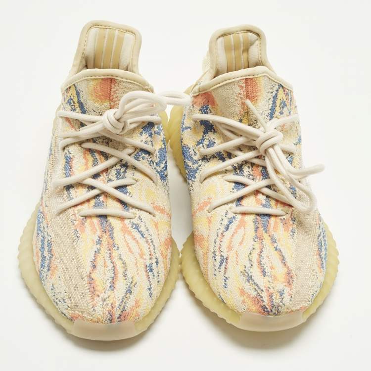 Pre Owned Yeezy x Adidas Boost 350 V2 MX Oat Size 39 1/3 Multicolor Knit Fabric Low Top Sneakers