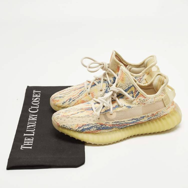 Pre Owned Yeezy x Adidas Boost 350 V2 MX Oat Size 39 1/3 Multicolor Knit Fabric Low Top Sneakers