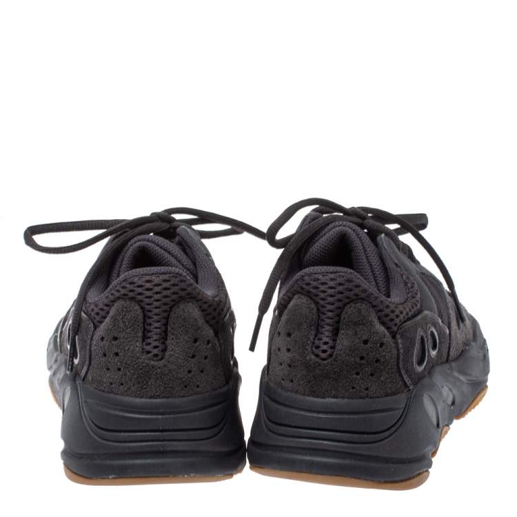 Pre Owned Yeezy x Adidas Dark Grey Suede And Mesh Yeezy 700 Utility Black Sneakers Size 38