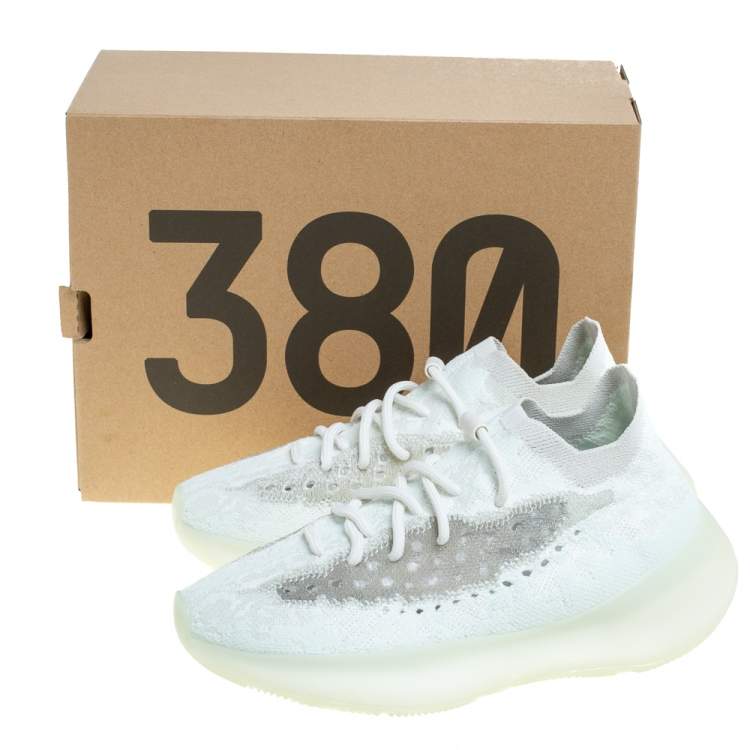 Pre Owned Yeezy x Adidas Mint Green Knit Fabric And Mesh Boost 380 Calcite Glow Sneakers Size 37