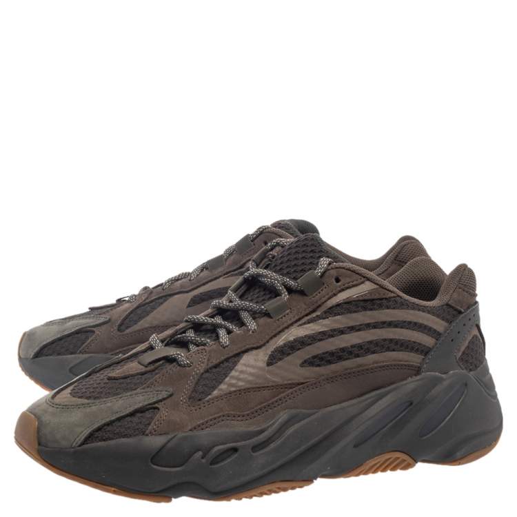 Pre Owned Yeezy x Adidas Grey Nubuck and Leather Boost 700 V2 Geode Sneakers Size 46