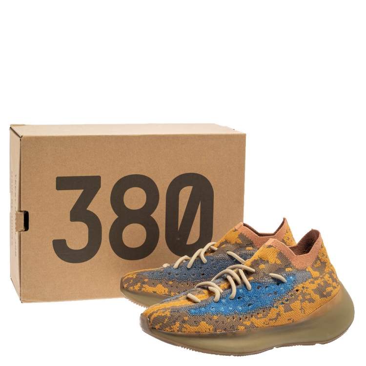 Pre Owned Yeezy x adidas Multicolor Knit Fabric Boost 380 Oat Sneakers Size 41 1/3