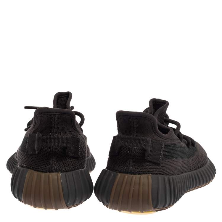 Pre Owned Yeezy x Adidas Black Cotton Knit Boost 350 V2 Cinder Sneakers Size 39.5 