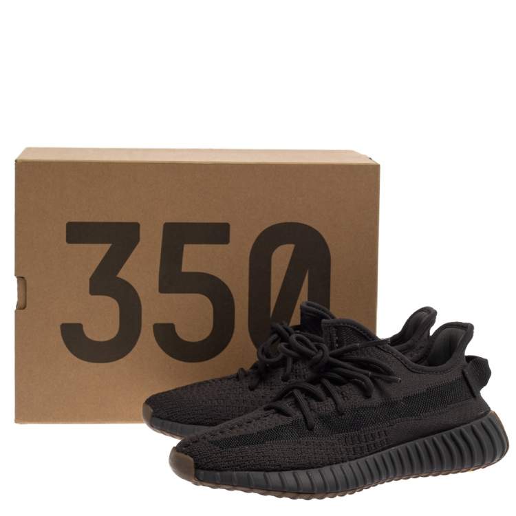 Pre Owned Yeezy x Adidas Black Cotton Knit Boost 350 V2 Cinder Sneakers Size 39.5 